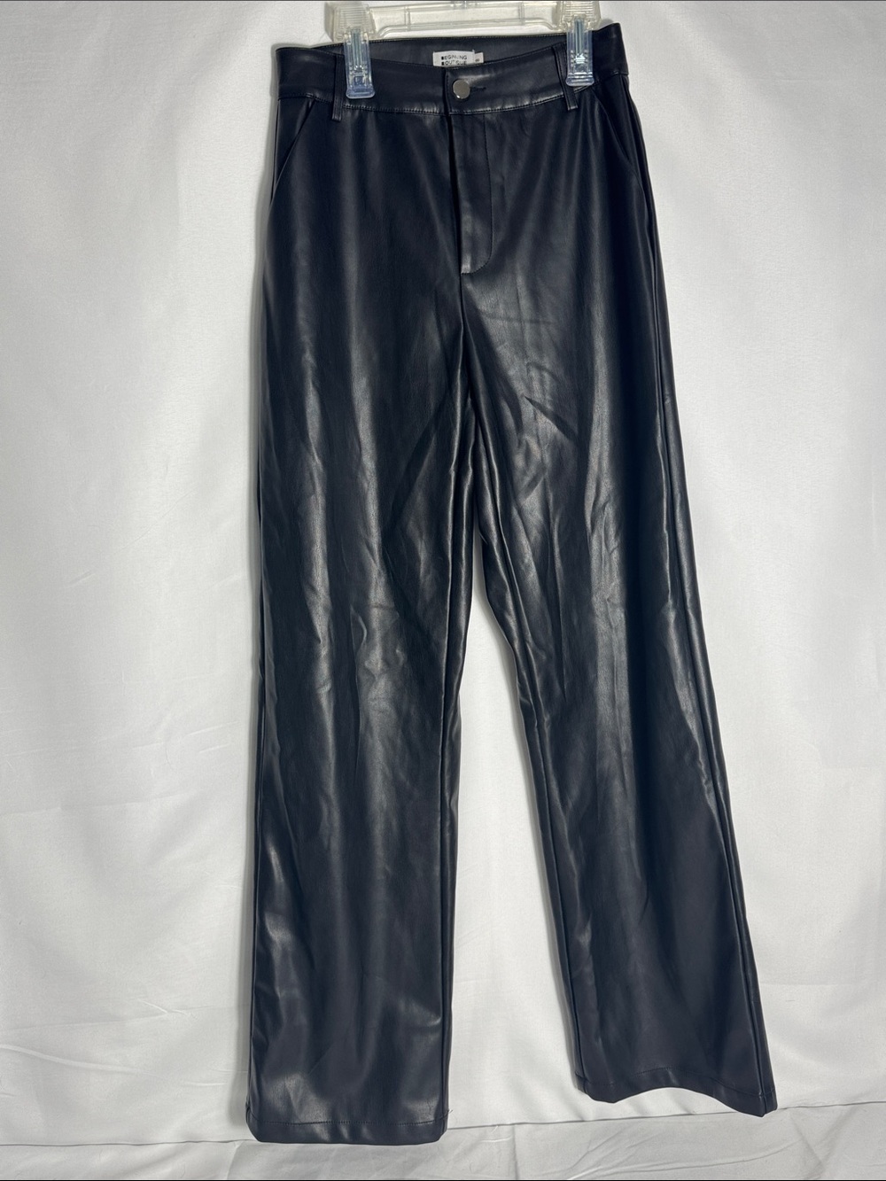 Beginning Boutique Faux Vegan Leather Pants High-Rise Wide-Leg US Size 4